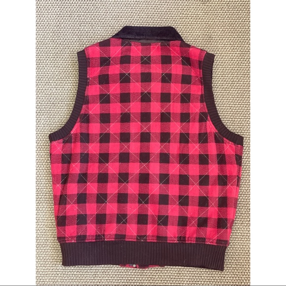 Ralph Lauren Denim & Supply red plaid wool vest L - Picture 3 of 5